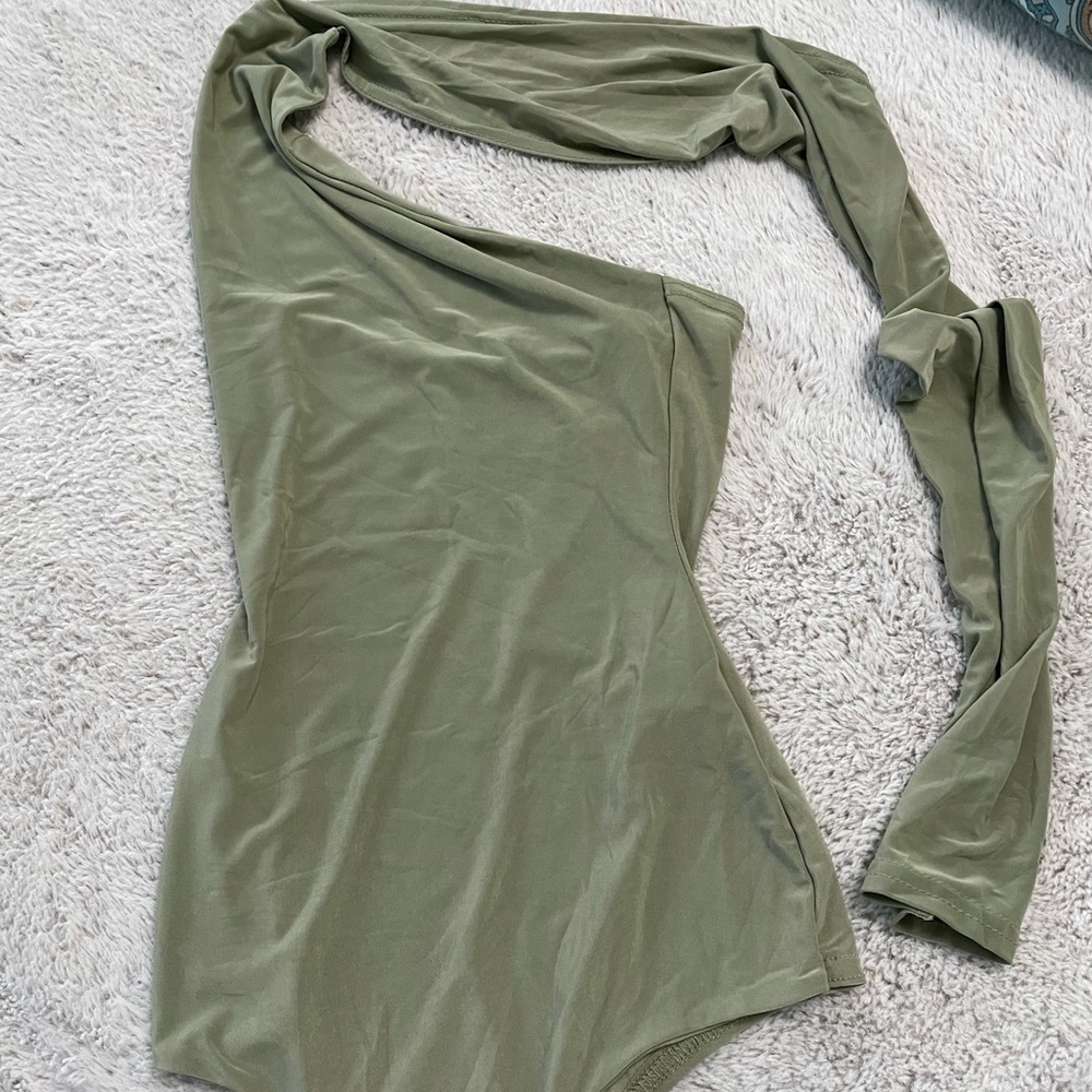 Pretty Little Thing green wrap around bodysuit